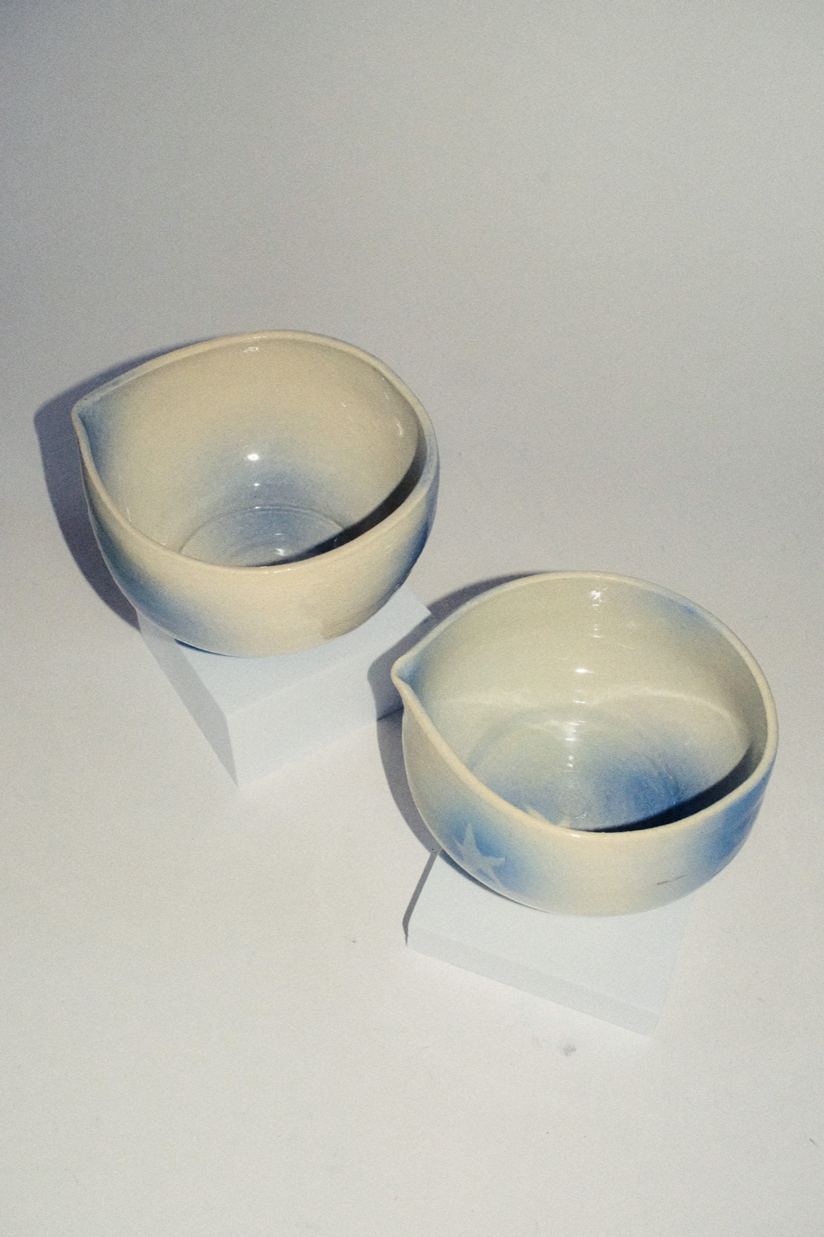 Two bowls with a pale star motif, detail view